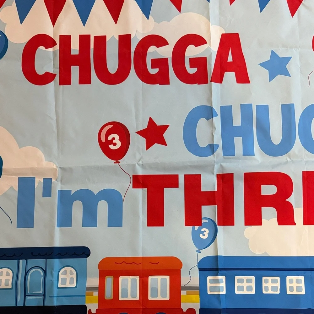 Chugga Chugga I'm Three Birthday Banner